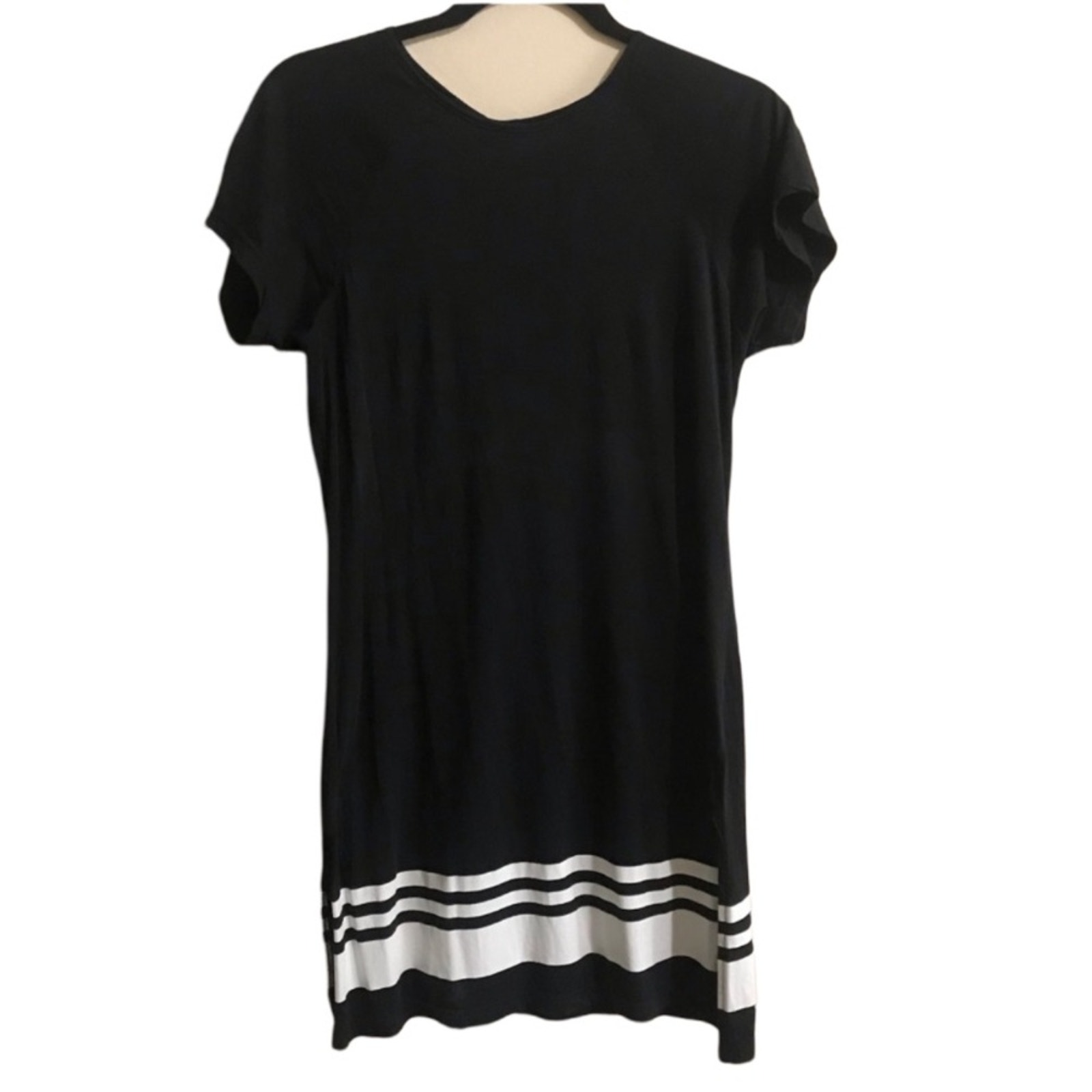Skingraft Black W/ White Stripes Mini Shirt Dress Size S